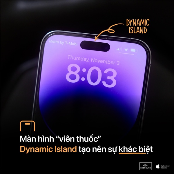 Dynamic Island là sự thay đổi hoàn toàn mới về mặt thiết kế, hệ thống cảm biến, thông báo và cảnh báo được Apple tích hợp trên iPhone 14 Pro Max